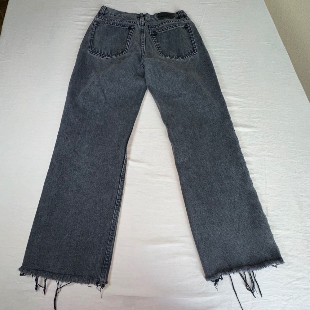 UNIF Washed Black High Waisted Raw Hem Straight Leg Jeans Size 27 100% Cotton - Picture 12 of 13